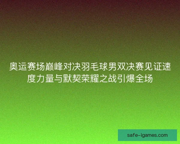 奥运赛场巅峰对决羽毛球男双决赛见证速度力量与默契荣耀之战引爆全场